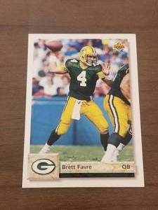 lot 158 image: 1993 Upper Deck Brett Favre rookie football card #484