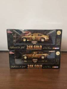 lot 3 image: 24k gold plated Racing Champion 124 diecast cars 9 & 11