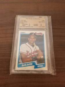 lot 15 image: 1990 Fleer David Justice graded rookie baseball card 10.0 card #586
