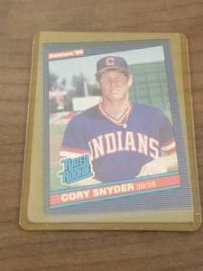 lot 74 image: 1986 Donruss Cory Snyder rated rookie baseball card #29