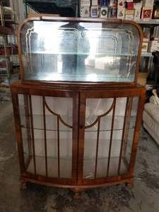 lot 215 image: Glass front curio or Liquor cabinet