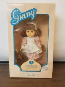lot 108 image: Ginny 8 inch poseable collectible doll with doll stand and pet dog
