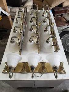 lot 178 image: Selection of wall mounted lights - 3 are 46 and 1 is 28 one does have broken globe