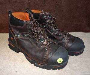 lot 10 image: TIMBERLAND PRO MENS SIZE 10 SAFETY STEEL TOE BOOTS - EXCELLENT CONDITION