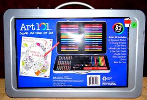 lot 11 image: NEW Art 101 Doodle Draw & Sketch Supply Set, 82 Piece, 26 Perma Markers - Aluminum Storage Case