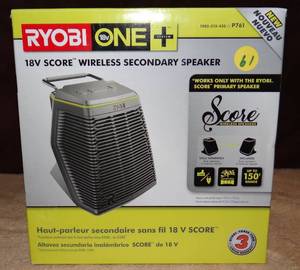 lot 61 image: Ryobi One Secondary Wireless Speaker 18-Volt Lithium-Ion Hybrid Bluetooth Enabled - OPEN BOX $$$