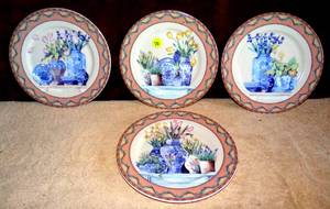 lot 70 image: Vintage Email De Limoges 1855 Plates, Godinger - LOT OF 4 $$$