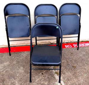 lot 86 image: NICE SET OF 4 - METAL FOLDING CHAIRS IN EXCELLENT CONDITION