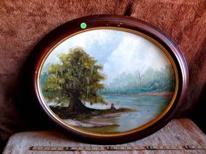lot 134 image: LOVELY OVAL ORIGINAL OIL PAINTING SIGNED BY DIANE 74