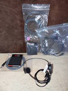 lot 141 image: NEW Setcom FS-MAC Foot Switch & Headset (x2)