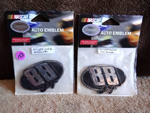 lot 153 image: OFFICIAL NASCAR DALE EARNHARDT JR #88 AUTO EMBLEM (X2)