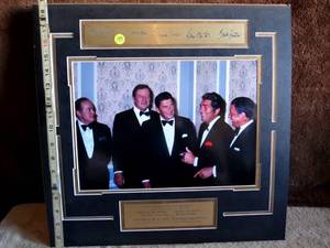 lot 193 image: BOB HOPE, JOHN WAYNE, RONAL REAGAN, DEAN MARTIN, & FRANK SINATRA COMMEMORATIVE WALL DISPLAY