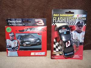 lot 197 image: DALE EARNHARDT (NASCAR) COLLECTORS CARDS & FLASHLIGHT IN ORIGINAL PACKAGING