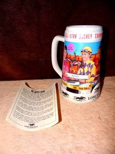 lot 216 image: LONE STAR PARK 2001 COMMERATIVE JOCKEY STEIN W COA