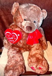 lot 230 image: OVERSIZED LARGE PLUSH TEDDY BEAR W I LOVE YOU HEART
