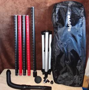 lot 271 image: AdirPro Portable Gradeable Rod with Tripod Stand and Case