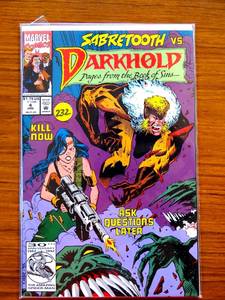 lot 232 image: 1992 Marvel Sabretooth vs Darkhold Pages from the Book of Sins Comic Book #4