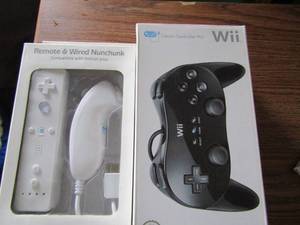 lot 44 image: Wii Remote Wired Nun Chuck NIB Wii Classic Controller NIB