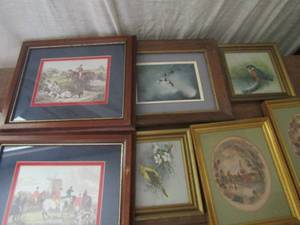 lot 142 image: 10 FRAMES  - 5X7 & 8X10  PRINTS IN MOST   CONSISTS OF - BIRDS, FOX HUNT PLUS