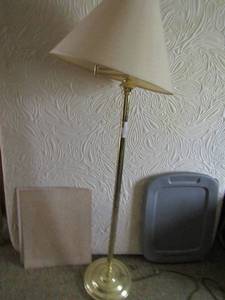 lot 146 image: Gold Floor Lamp w Arm  57 tall has shade