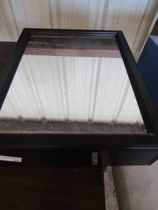 lot 15 image: Brown bathroom vanity mirror 19x15