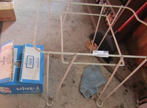 lot 128 image: Metal rack and box of take away bags