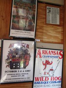 lot 151 image: BBQ wall art 24x13 CELEBRATE 100 years,    1997 AMERICA ROYAL - KANSAS BBQ wall art 20x16    Arkansas WILD HOG BBQ 20x15