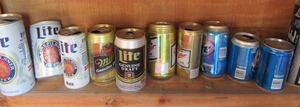 lot 155 image: BEER CAN LOT - Miller, BUSCH  PEARL, FOSTERS, SCHLITZ, LIGHT BEER, some vintage
