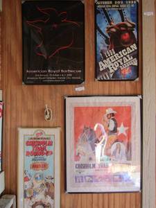 lot 157 image: 4 BBQ wall art posters in frame 35x13, 28x22, 24x18  1998 & 2000 AMERICAN ROYAL, CHISHOLM TRAIL ROUNDUP 1992 & 12 ANNUAL  X 2