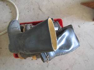 lot 196 image: Crate with leather work boots size 9, Goodall rubber work boots size 9