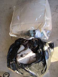 lot 219 image: Queen comforter, ironing board cover assorted bed coverings
