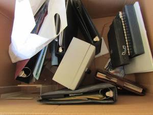 lot 215 image: Office binders, folders, lock box, manager organizer