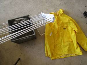 lot 216 image: Hoodie rain jacket white shoe rack