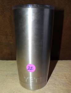 lot 22 image: YETI STAINLESS STEEL TUMBLER WITH LID