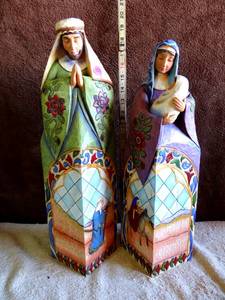 lot 139 image: AMAZING FIND - JIM SHORE HEARTWOOD CREEK BLESSED NIGHT, MARY & JOSEPH, 2006 18.5 $$$