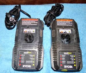 lot 225 image: RYOBI Intelliport ONE 18V Class 2 Battery Charger Model P118 USED Ni-Cd (X2)