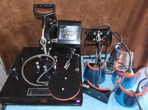 lot 268 image: MULTI FUNCTION HEAT PRESS MACHINE WITH ADDITIONAL CLAMPS AS SHOWN - WORKS