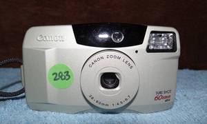 lot 283 image: Canon Sure Shot 60 Zoom Date 35mm Film Point and Shoot Camera Film Silver