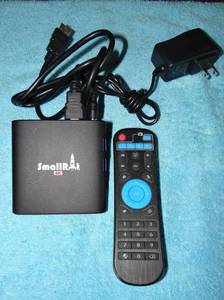 lot 301 image: SMALLRT X1 Smart Android T.V. Box (4K) Streaming Device w Remote & Power Supply