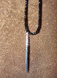 lot 317 image: GORJANA WOMENS BLACK BEADED NECKLACE WITH SILVER TONE PENDANT - NIP W TAGS