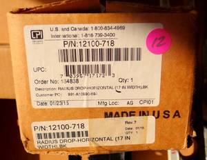 lot 12 image: CPI Chatsworth 12100-718 Cable Runway Radius Drop Aluminum, Black - NEW IN BOX