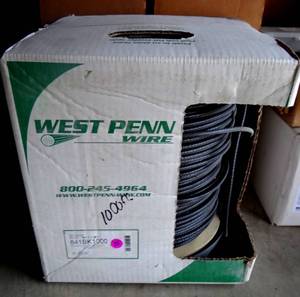 lot 28 image: West Penn 841BK1000 Solid RG6U Type CATV Coaxial Cable Black 1000 Ft - FULL ROLL $$$