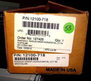 lot 53 image: Chattsworth CPI 12100-718 Cable Runway Radius Drop for Ladder Rack, Black NEW IN BOX