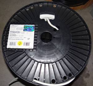 lot 63 image: 1000 GENERAL CABLE GenSpeed Cat 6A 4PR23AWG Plenum cable CMP-LP 7141819 (ALMOST FULL SPOOL)