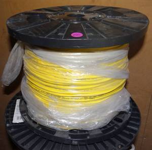 lot 64 image: 1000 FT GENERAL CABLE  E3522S.41.01 Fire Alarm Cable, Multi-Conductor, Unshielded, Plenum, 14 AWG, 2-Conductor, Annealed Solid Bare Copper Conductor, 0.012 Thk PVC Insulation, 0.015 Premium-Grade PVC Jacket - YELLOW (NEW SPOOL)