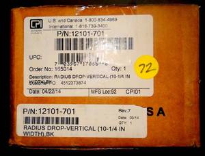 lot 72 image: Chattsworth CPI 12100-718 Cable Runway Radius Drop for Ladder Rack, Black NEW IN BOX
