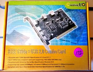 lot 172 image: Creative IO IEEE1394a plus USB 2.0 Combo Card 2 External & 1 Internal Port- NewSealed