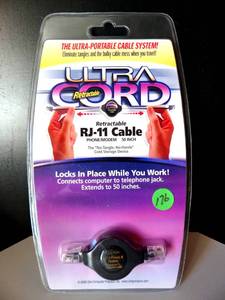 lot 176 image: RETRACTABLE ULTRA RJ-11 CABLE (UP TO 50 INCHES) - NEW IN PACKAGE