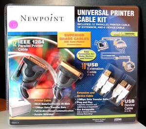 lot 187 image: NEWPOINT UNIVERSAL PRINTER CABLE KIT - NEW