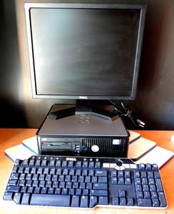 lot 205 image: Dell Optiplex 745 SFF 4GB RAM 80GB HDD Intel Dual Core DVD W MONITOR & KEYBOARD